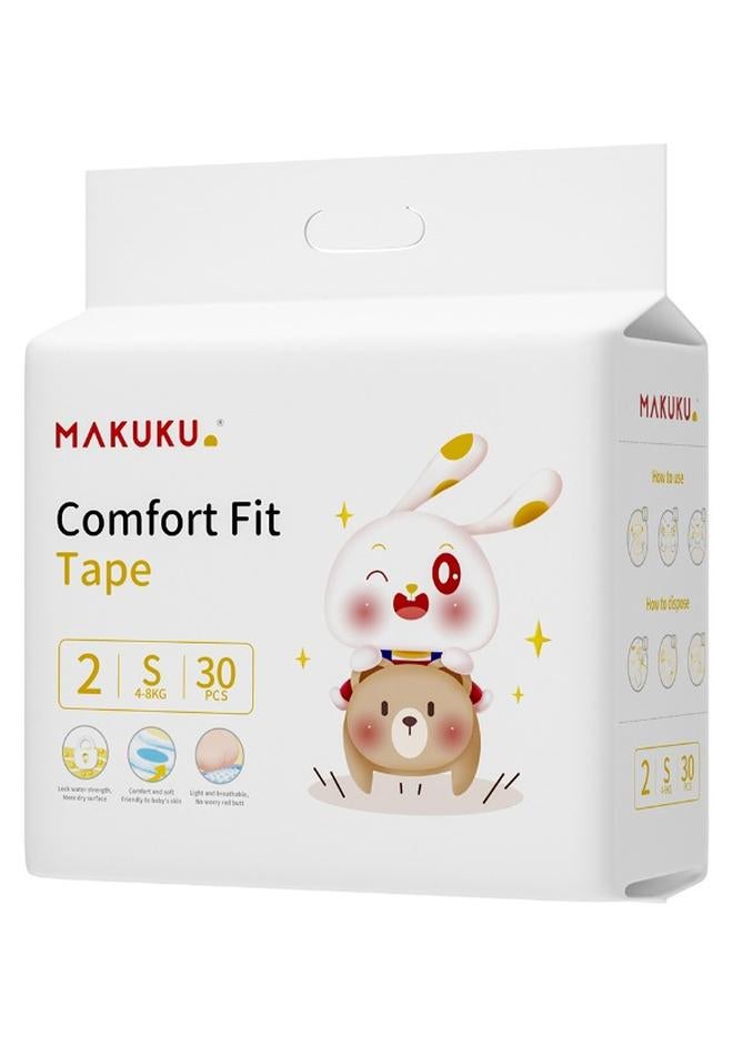 Makuku Comfort Fit Tape Diapers Size 2 4-8kg  2-3 months 30 Diapers