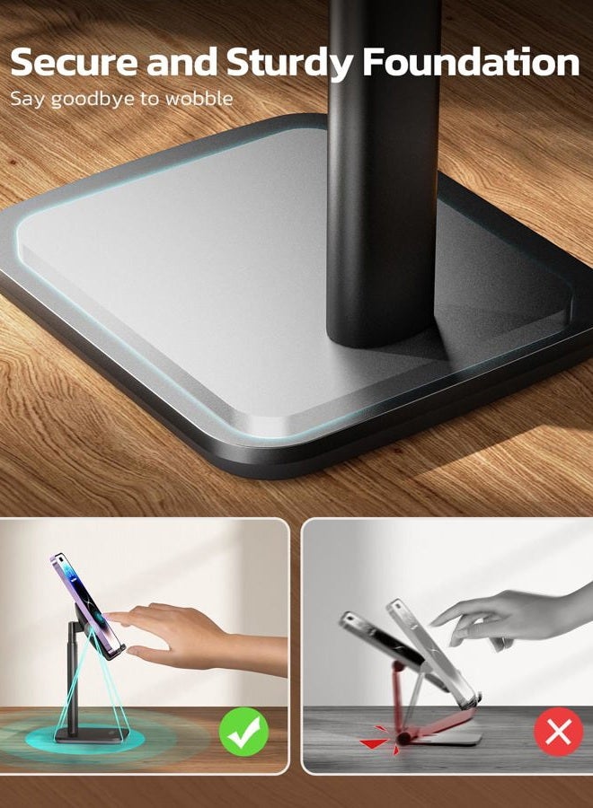 nulaxy Phone Stand, Height Angle Adjustable Cell Phone Stand, Phone Holder for Desk Compatible with Phone 16 15 14 13 12 Mini 11 Pro Xs Max Xr X 8 7 6 6s Plus, All Smartphones (4-8 inches) - Black - Image 5