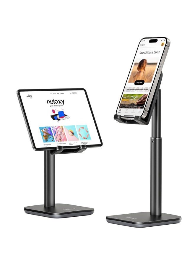 nulaxy Phone Stand, Height Angle Adjustable Cell Phone Stand, Phone Holder for Desk Compatible with Phone 16 15 14 13 12 Mini 11 Pro Xs Max Xr X 8 7 6 6s Plus, All Smartphones (4-8 inches) - Black - Image 1