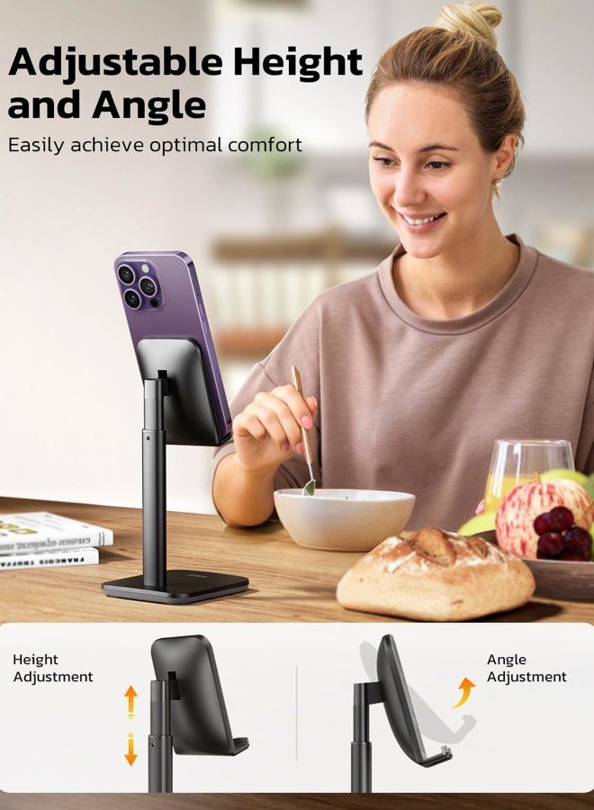 nulaxy Phone Stand, Height Angle Adjustable Cell Phone Stand, Phone Holder for Desk Compatible with Phone 16 15 14 13 12 Mini 11 Pro Xs Max Xr X 8 7 6 6s Plus, All Smartphones (4-8 inches) - Black - Image 4