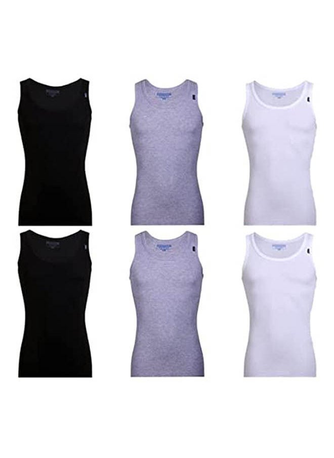 COTTONIL Round Neck Sleeveless Pack Of 6 Undershirts 