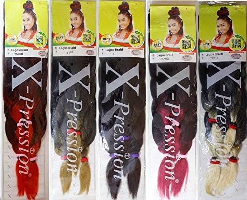 XPRESSION LAGOS BRAID PrePulled Hair Extension36 44 Pack Colour 2 Dark Brown