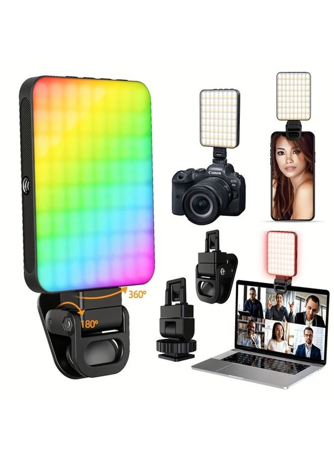 Black 136 LED RGB Magnetic Selfie Light 360 Full Color Video Fill Light 9 Modes Rechargeable - Image 4