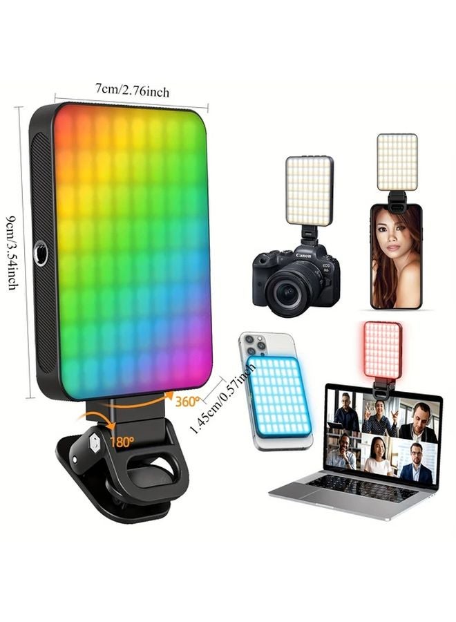 Black 136 LED RGB Magnetic Selfie Light 360 Full Color Video Fill Light 9 Modes Rechargeable - Image 3