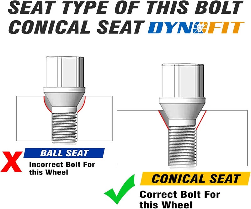 SOOMJ dynofit 14x1.25 Extended Lug Bolts for BMW and Mini - 20pcs 45mm Shank Conical Seat Aftermarket ET Lug Studs - Image 4