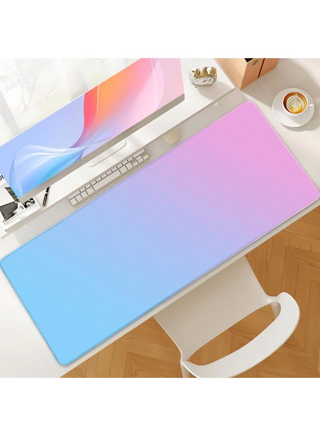 Bloss Desk Mat, Non-Slip Desk Pad Mat Protector, Large Desk Mat for Keyboard and Mouse, Pink Cyan Desk Mousepad with Stitched Edges, Keyboard Pad for Gamer, Office(31.5×11.8 Inches) - Image 3