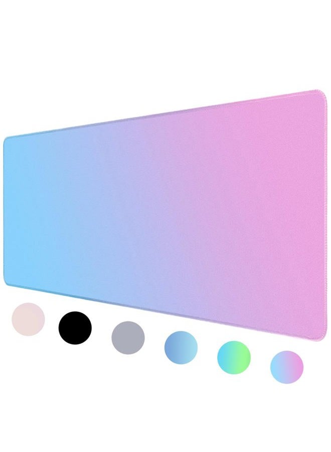 Bloss Desk Mat, Non-Slip Desk Pad Mat Protector, Large Desk Mat for Keyboard and Mouse, Pink Cyan Desk Mousepad with Stitched Edges, Keyboard Pad for Gamer, Office(31.5×11.8 Inches) - Image 1