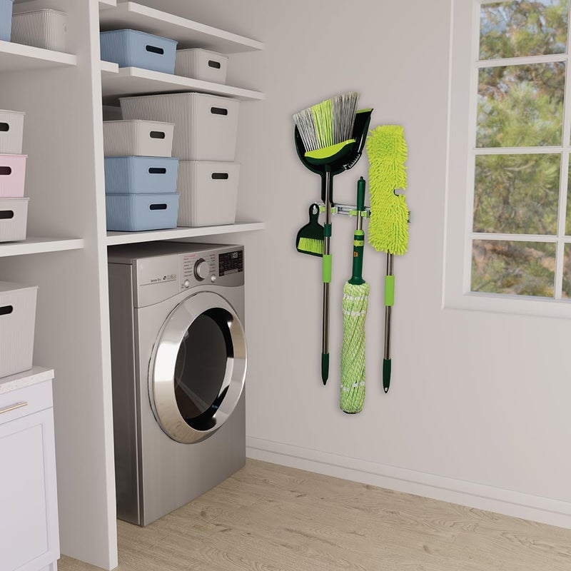 Pine Sol Pine-Sol Broom & Mop Cleaning Set - All-in-One Floor Cleaning Kit with Angled Broom and Dustpan, Twist & Microfiber Mops, Mini Dustpan with Brush, and Wall Mount Storage Rack - 7 Pieces - Image 3