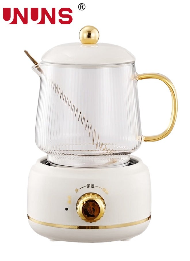 UNUNS - Small Electric Kettle,Automatic Heat Preservation,Glass Portable Kettle Temperature Control,High Borosilicate Glass,600ML Capacity for Your Office or Kitchen,White - Image 1