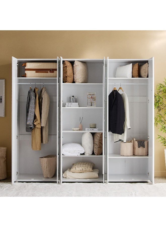 Home Box White 6-Door Wardrobe with Mirrors - Image 3