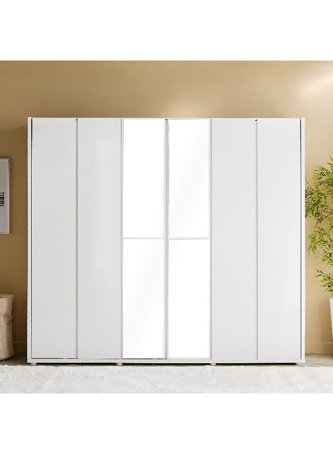 Home Box White 6-Door Wardrobe with Mirrors - Image 2