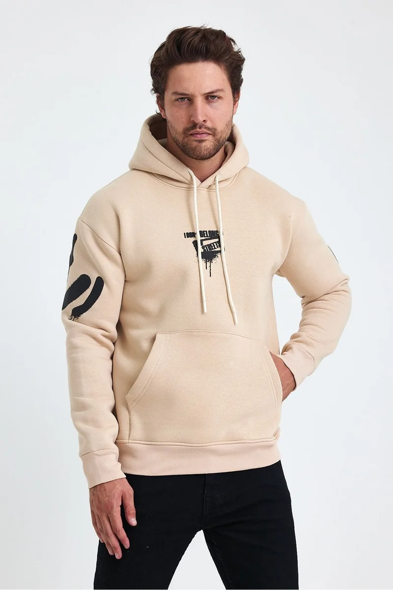 كوول تارز Cool Style Men's Standard Fit Regular Cut Polar Fleece Inside 3 Thread Hooded Cotton Sweatshirt
