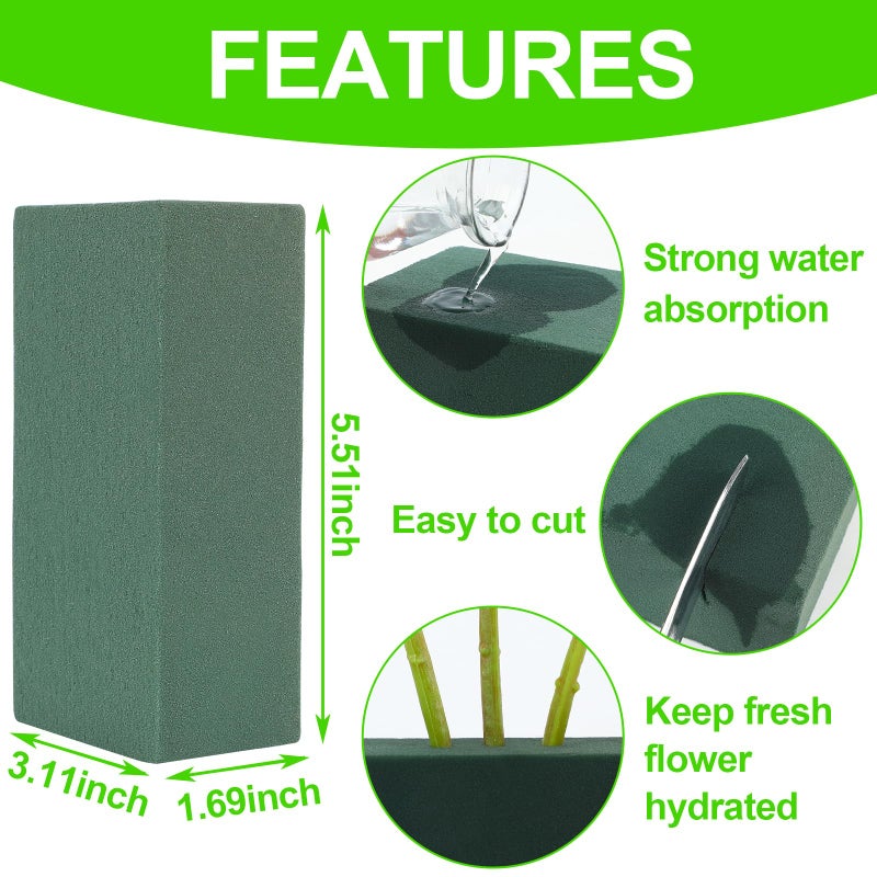 CCINEE 3 Pcs Floral Foam Bricks,Mini Florist Flower Foam Green Blocks Supplies for Fresh and Artificial Flower Arrangements Crafts DIY - Image 3