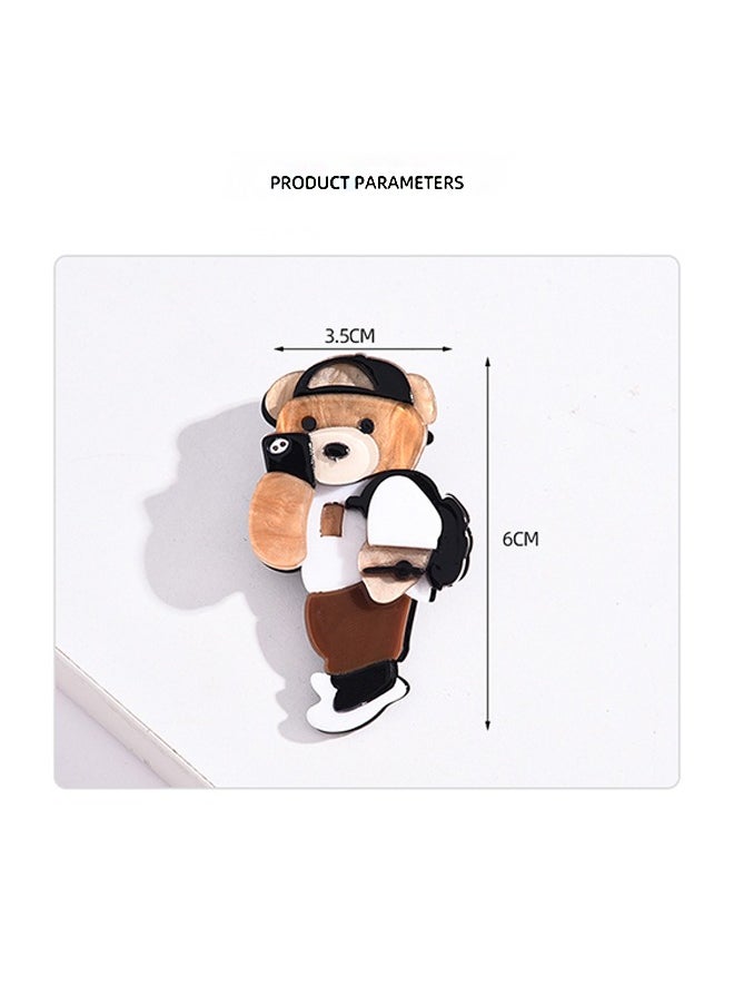Teddy Bear Acrylic Brooch Pins, Cartoon Brooch Pin for Backpacks Bags Jackets Hoodies Hats (Colorful)