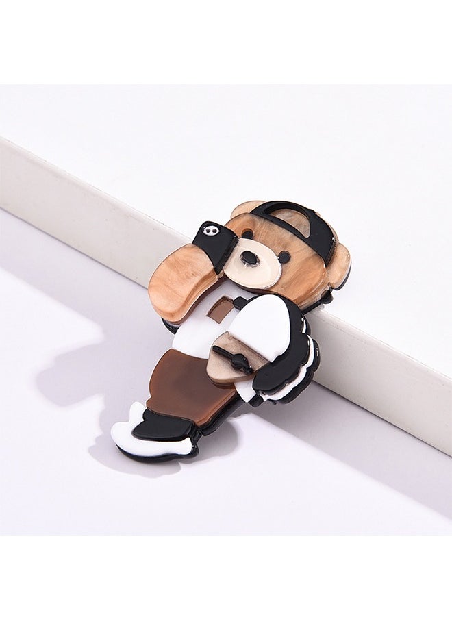 Teddy Bear Acrylic Brooch Pins, Cartoon Brooch Pin for Backpacks Bags Jackets Hoodies Hats (Colorful)