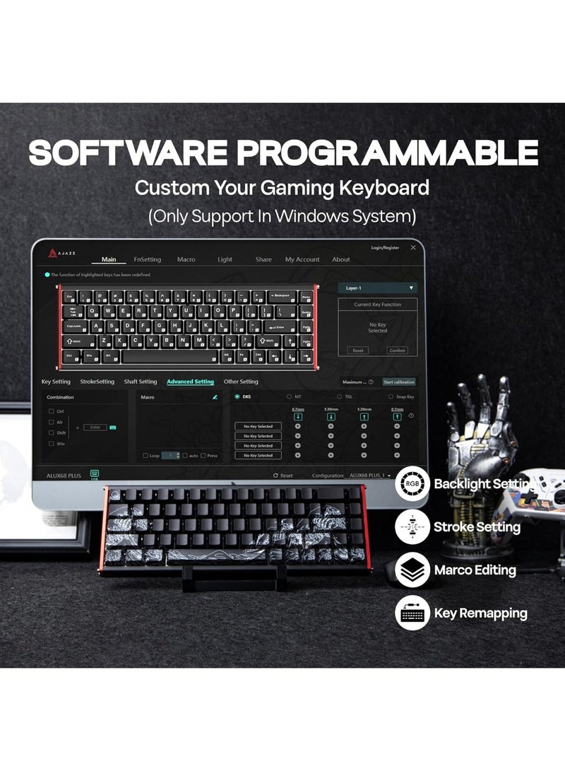 A-jazz AJAZZ ALUX68 Premium Aluminum Rapid Trigger Gaming Keyboard with Magnetic Switch, Wired Hall Effect Keyboard with 8K Polling Rate, 0.125ms Latency, RGB Backlight (Black Side-Printed, ALUX68) - Image 2