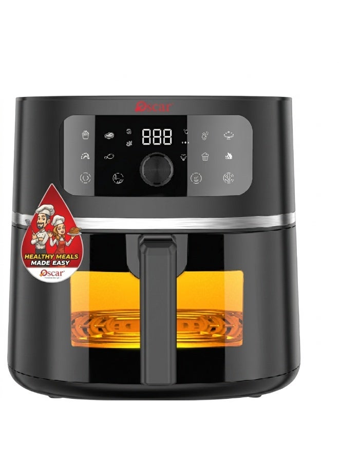OSCAR Digital Air Fryer 6.2L, 1750W, Touch Control with Viewing Window, Non-Stick Detachable Basket & Frying Rack, Oil-Free Healthy Cooking  – OAF902 | 2 Year Warranty