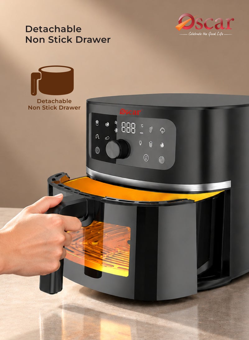 OSCAR Digital Air Fryer 6.2L, 1750W, Touch Control with Viewing Window, Non-Stick Detachable Basket & Frying Rack, Oil-Free Healthy Cooking  – OAF902 | 2 Year Warranty - Image 4