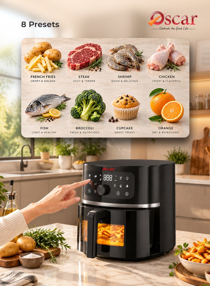 OSCAR Digital Air Fryer 6.2L, 1750W, Touch Control with Viewing Window, Non-Stick Detachable Basket & Frying Rack, Oil-Free Healthy Cooking  – OAF902 | 2 Year Warranty - Image 5