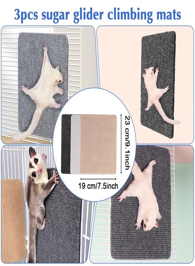 HaiFafafaing 3 Pcs Sugar Glider Toys Climbing Mats Sugar Glider Cage Accessories for Sharpening Claws Small Pets Scratching Pads for Cage Wall Furniture Saving Space 9 × 7.5 Inch - Image 2