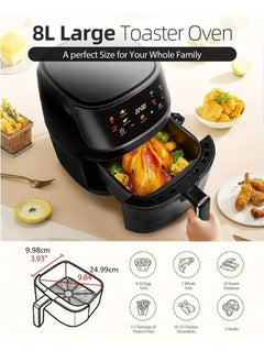 ET-LIFE Digital Air Fryer, 2400W, 8L, 8 Presets, Crispy and Healthy Cooking, Rapid Air Technology & Led Display, Best for Frying, Grilling, Roasting, Baking, QF-305  - Image 4