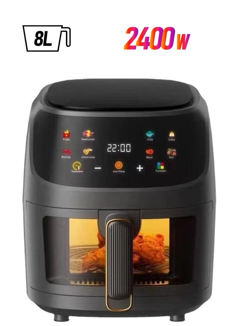 ET-LIFE Digital Air Fryer, 2400W, 8L, 8 Presets, Crispy and Healthy Cooking, Rapid Air Technology & Led Display, Best for Frying, Grilling, Roasting, Baking, QF-305 - Image 1