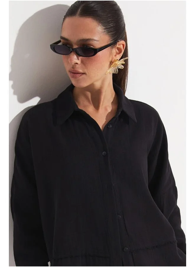 جون June Shirt & Trousers Set Black