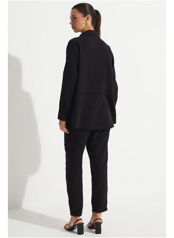 جون June Shirt & Trousers Set Black