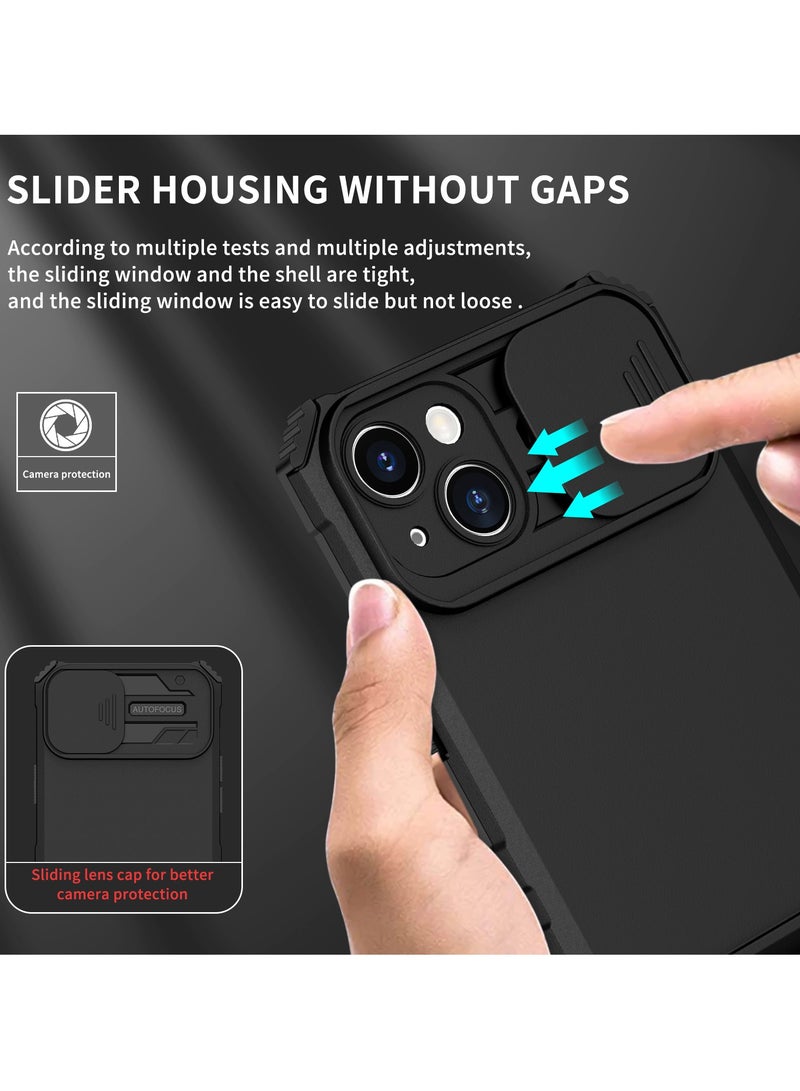 Case Cover For Apple iPhone 15 Plus Black Mobile Phone , Innovative Telescopic Bracket, Sliding Protection Camera Window, Bumper Shockproof Phone Back Cover  - Image 5
