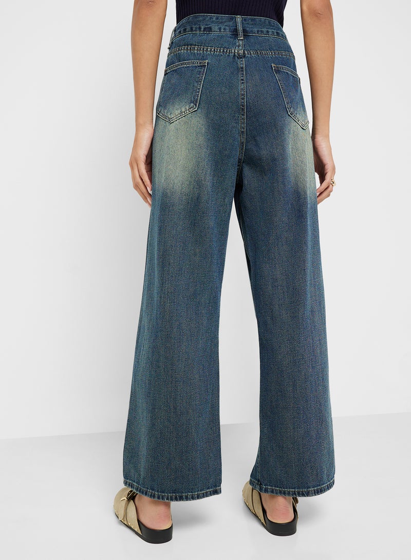 جينجر جينز واسع بخصر متوسط وغسيل عتيق - Image 3