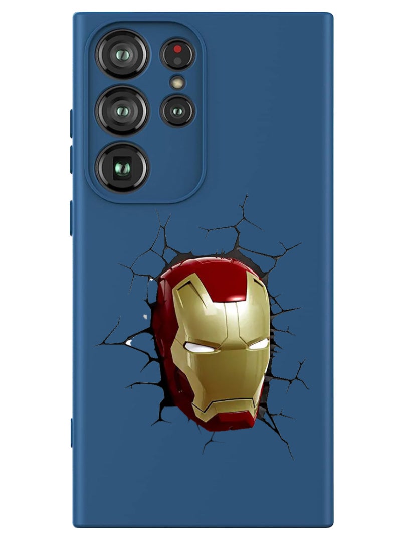 Theodor Protective Slim Fit Case Liquid Silicone Cover with Full Body Protection Anti-Scratch Shockproof Case For Samsung Galaxy S24 Ultra (Blue) - Iron man - Image 1