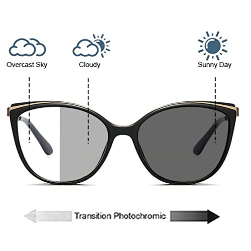 willochra Transition Photochromic bifocal Cat Eye Progressive Multifocal Presbyopic Reading Glasses Sunglasses for Women Readers (black, 2.75, multiplier_x) - Image 3