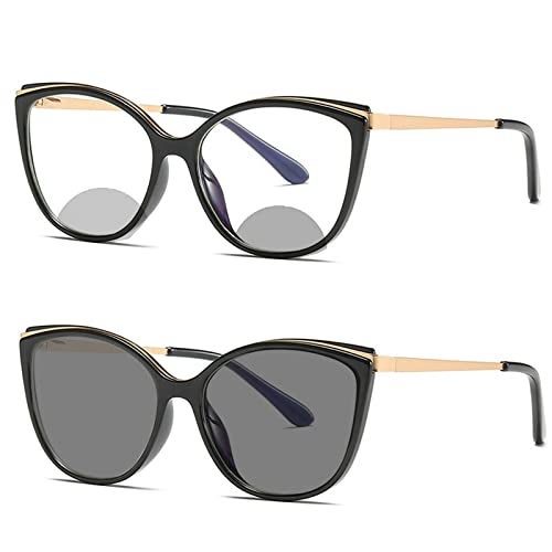 willochra Transition Photochromic bifocal Cat Eye Progressive Multifocal Presbyopic Reading Glasses Sunglasses for Women Readers (black, 2.75, multiplier_x) - Image 1