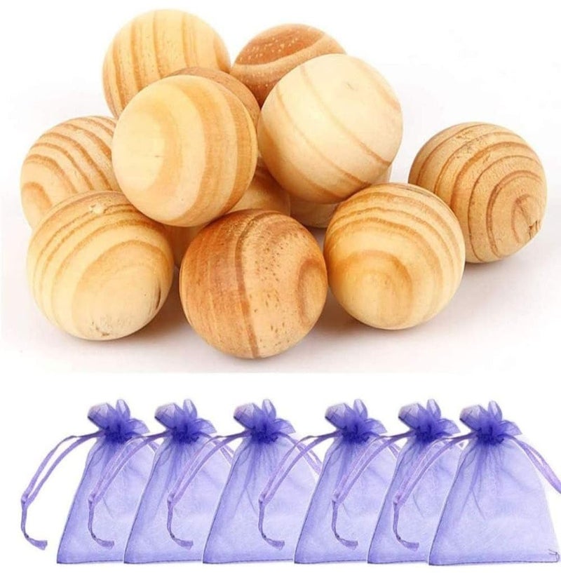 PEXAMO PEXAMO Natural Red Wood Cedar Balls For Pest Control Garments Closets Wardrobe Fragrance Clothes Freshener Moth Protection Wooden Cedar Balls Combo PACK OF 20 - Image 2