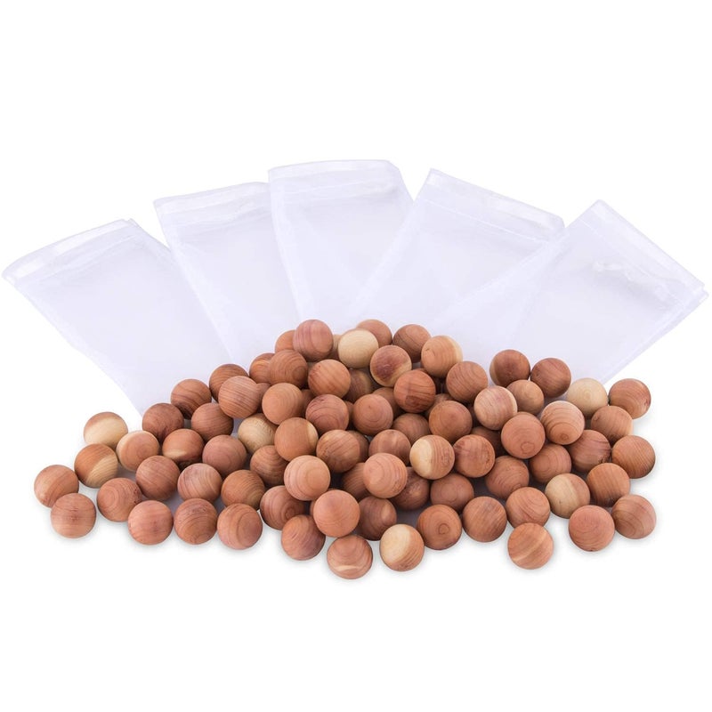 PEXAMO PEXAMO Natural Red Wood Cedar Balls For Pest Control Garments Closets Wardrobe Fragrance Clothes Freshener Moth Protection Wooden Cedar Balls Combo PACK OF 20 - Image 1