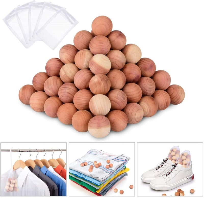 PEXAMO PEXAMO Natural Red Wood Cedar Balls For Pest Control Garments Closets Wardrobe Fragrance Clothes Freshener Moth Protection Wooden Cedar Balls Combo PACK OF 20 - Image 3