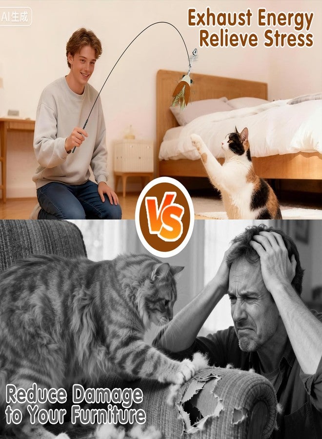 Walfront Interactive Cat Toy Wand, Realistic Cockroach Head, Indoor Cat Exercise Toy and Cat Wand Toy for Overweight or Inactive Cats, Kittens and Adult Cats, Boosts Activity and Reduces Boredom - Image 4