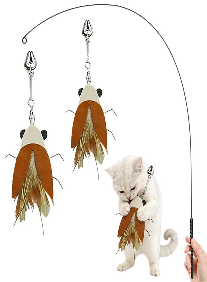 Walfront Interactive Cat Toy Wand, Realistic Cockroach Head, Indoor Cat Exercise Toy and Cat Wand Toy for Overweight or Inactive Cats, Kittens and Adult Cats, Boosts Activity and Reduces Boredom - Image 1