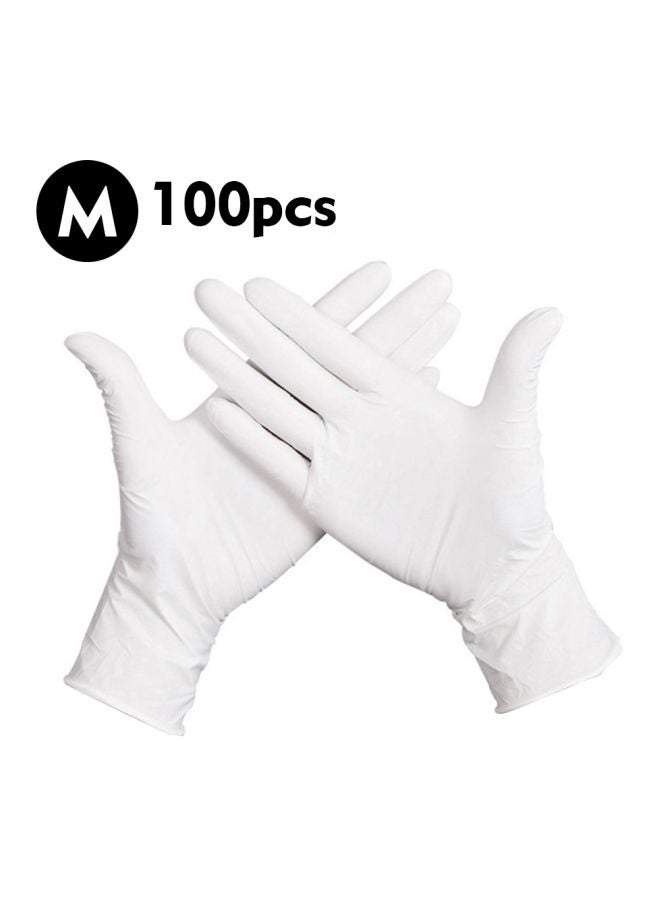 قفازات مطاطية صناعية - 100 قطعة أبيض M - Image 4