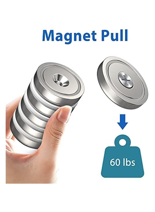Neodymium Round Base Cup Magnets with Heavy Duty Countersunk Hole, 60 lbs Strong Rare Earth Magnets with Screws for Refrigerator, Office, DIY, Craft, Dia-1 Inch, Pack of 12 - Image 4