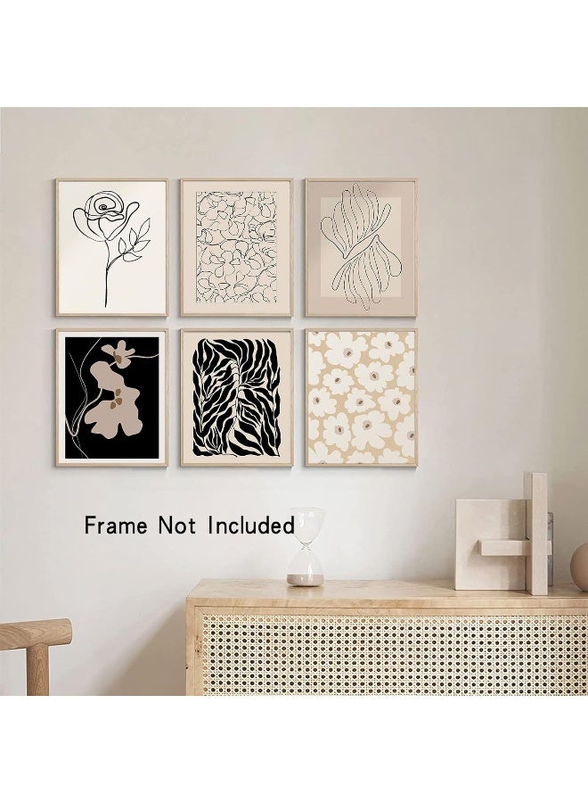 Home Trove Boho Wall Art Prints Flower Abstract Wall Art, Line Art Wall Decor Minimalist Wall Art Boho Wall Decor, Boho Prints For Bedroom Wall Decor 8''X10'' Set Of 6 Unframed Art Prints - Image 3