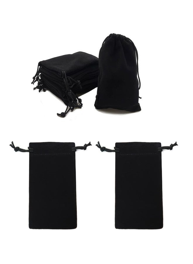 HOSL Small Velvet Bags with Drawstrings Black Jewelry Pouch Velvet Gift Bags Small for Earrings Bracelet Necklace Goodies Candy Festival Wedding Party Favor Baby Show Bag (3x4 Inch (Pack of 50)) - Image 1