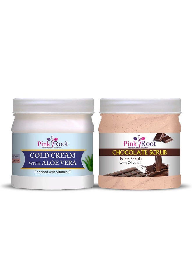 Pink Root Pink Root Aloevera Cold Cream 500ml with Chocolate Scrub 500ml  - Image 1
