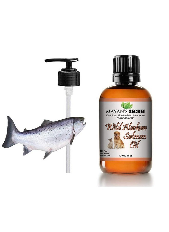 Mayan's Secret Pure Wild Alaskan Salmon Oil for Dogs & Cats - Supports Joint Function, Immune & Heart Health - Omega 3 Liquid Food Supplement for Pets - All Natural EPA + DHA Fatty Acids for Skin & Coat  - Image 1
