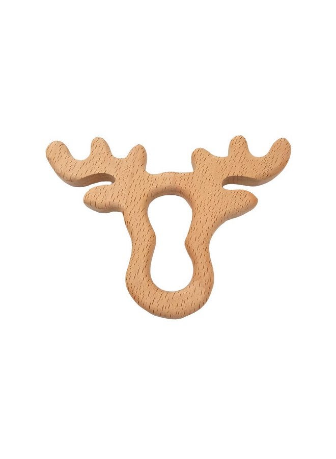 Alenybeby 2pcs Natural Wooden Antlers Teether Pendant Pure Natural Beech Wood Animal Teething Shape Toys for Handmade Necklace/Bracelet (Antlers 2pcs) - Image 2