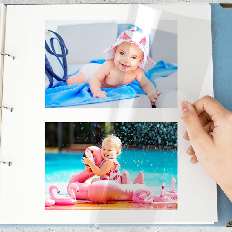 Yopih Refill Pages for 3 Ring Binder Photo Album Self Adhesive Compatible with 2x3 4x6 5x7 and 8x10 Photos or Recipe Cards 20 Sheets40 Pages