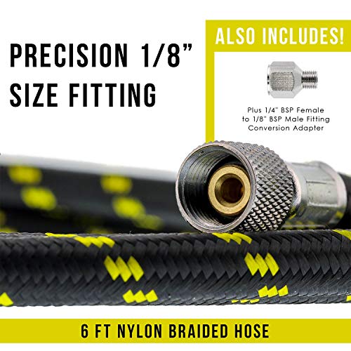 Master Airbrush Premium-Quality 10-Ft Braided Airbrush Air Hose 1/8" Ends with 1/4" Hose Adaptor - Image 2
