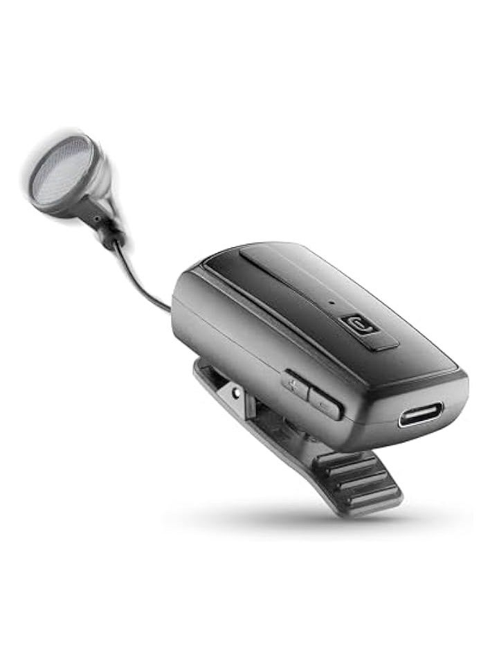 بروماس سماعة رأس بلوتوث بمشبك دوار مع كابل قابل للسحب - أسود/رمادي - Image 5