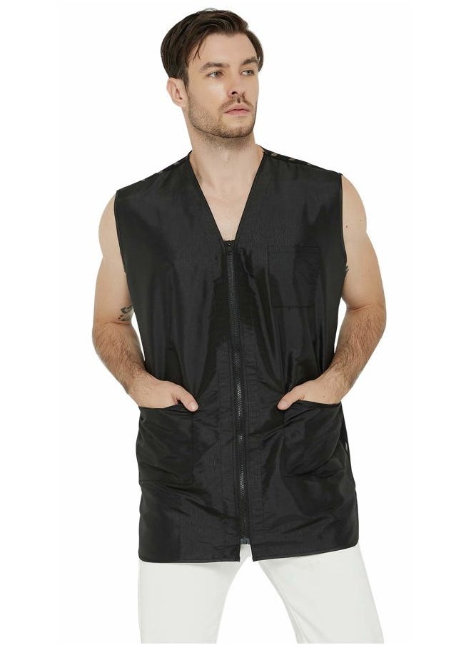 Perfehair Barber Stylist Vest for Men, Salon Hairdresser Jacket Smock Clothing-Black  - Image 1