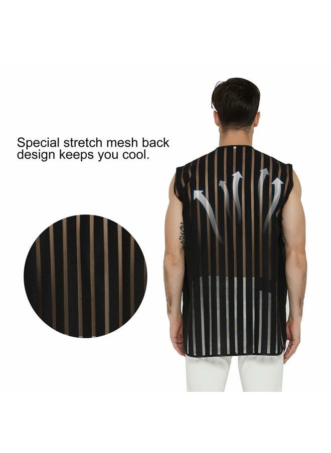 Perfehair Barber Stylist Vest for Men, Salon Hairdresser Jacket Smock Clothing-Black  - Image 2